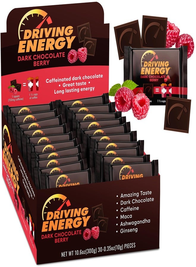 ZenEvo Driving Energy - Caffeinated Energy Bite Size - Dark Chocolate Berry Fuel with 150mg Caffeine - Long-Lasting for Gym, Workout, Adults - Great Taste - Low Carb - Healthy Snack - 30 Count - Image 1